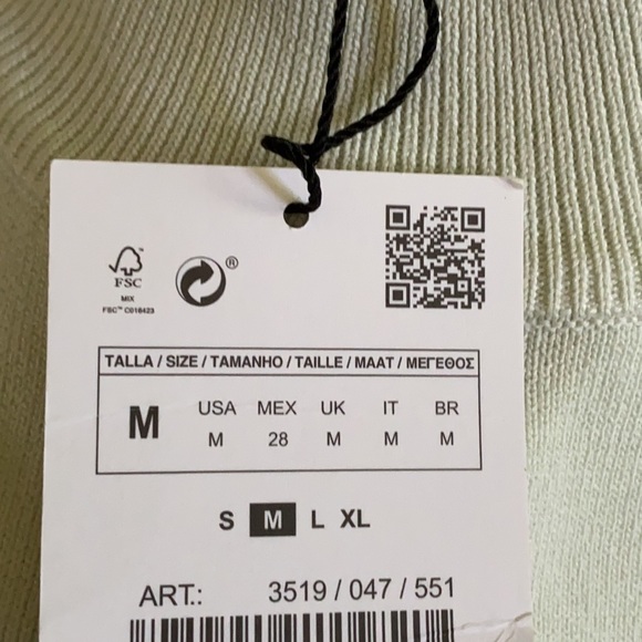 NWT. Zara Light Green Knit Crop Top. Size M. - Picture 7 of 9